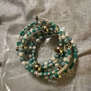 Turquoise and white wire bracelet